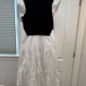 English Factory White and Black Dress Size L